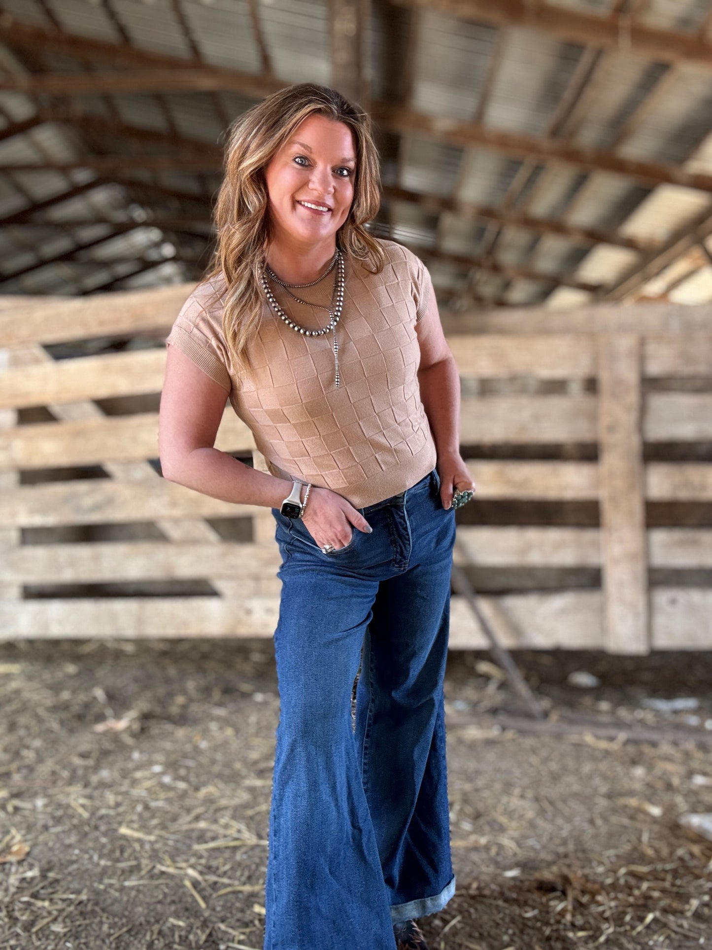 Checkered Short Sleeve Top