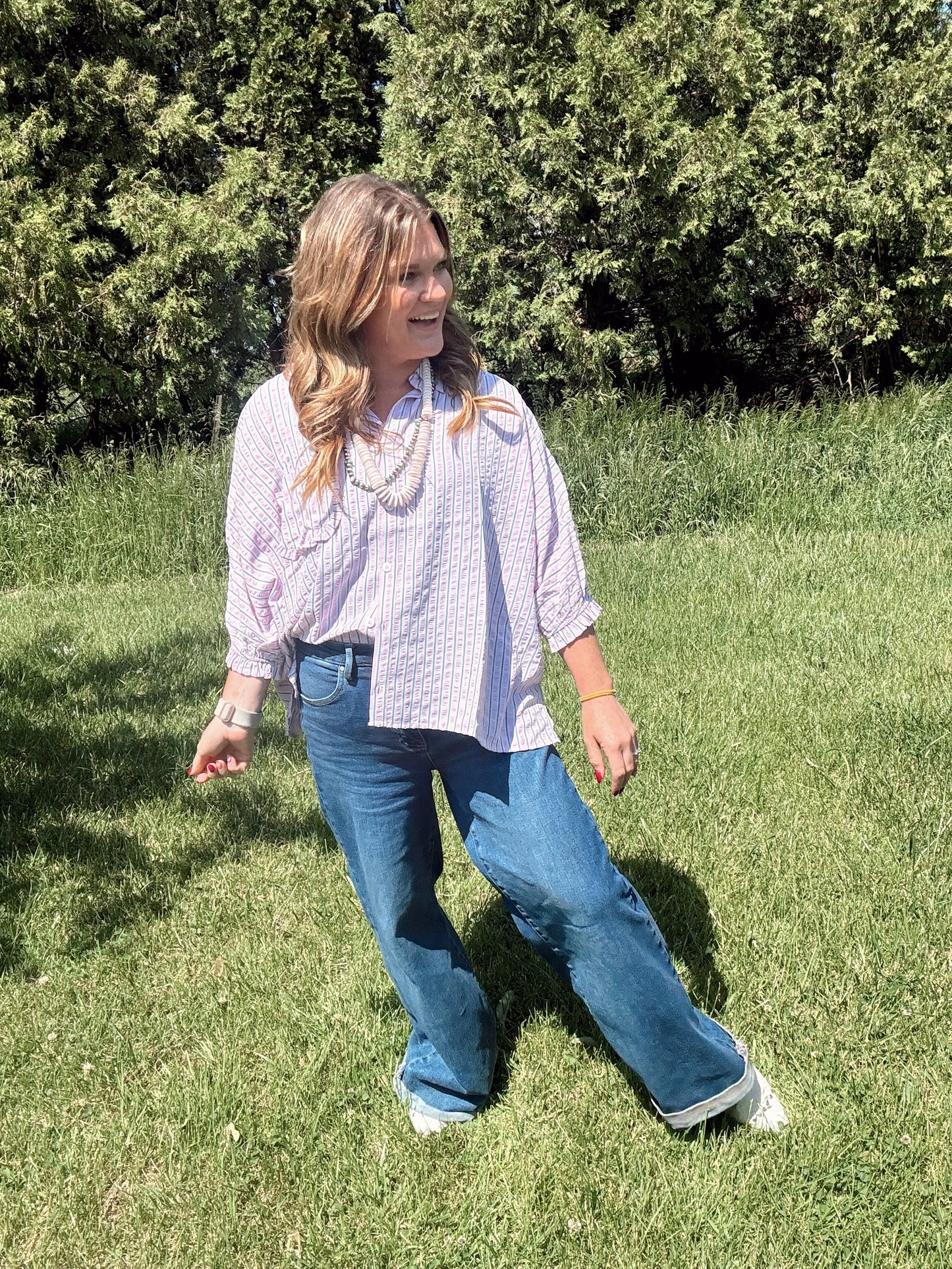 {S-3X} The Sonny Striped Button Down
