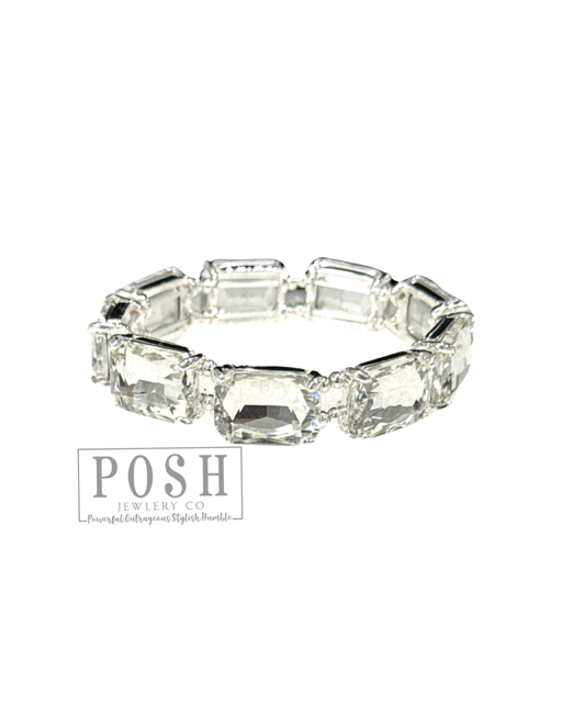 Large rectangle rhinestone bracelet