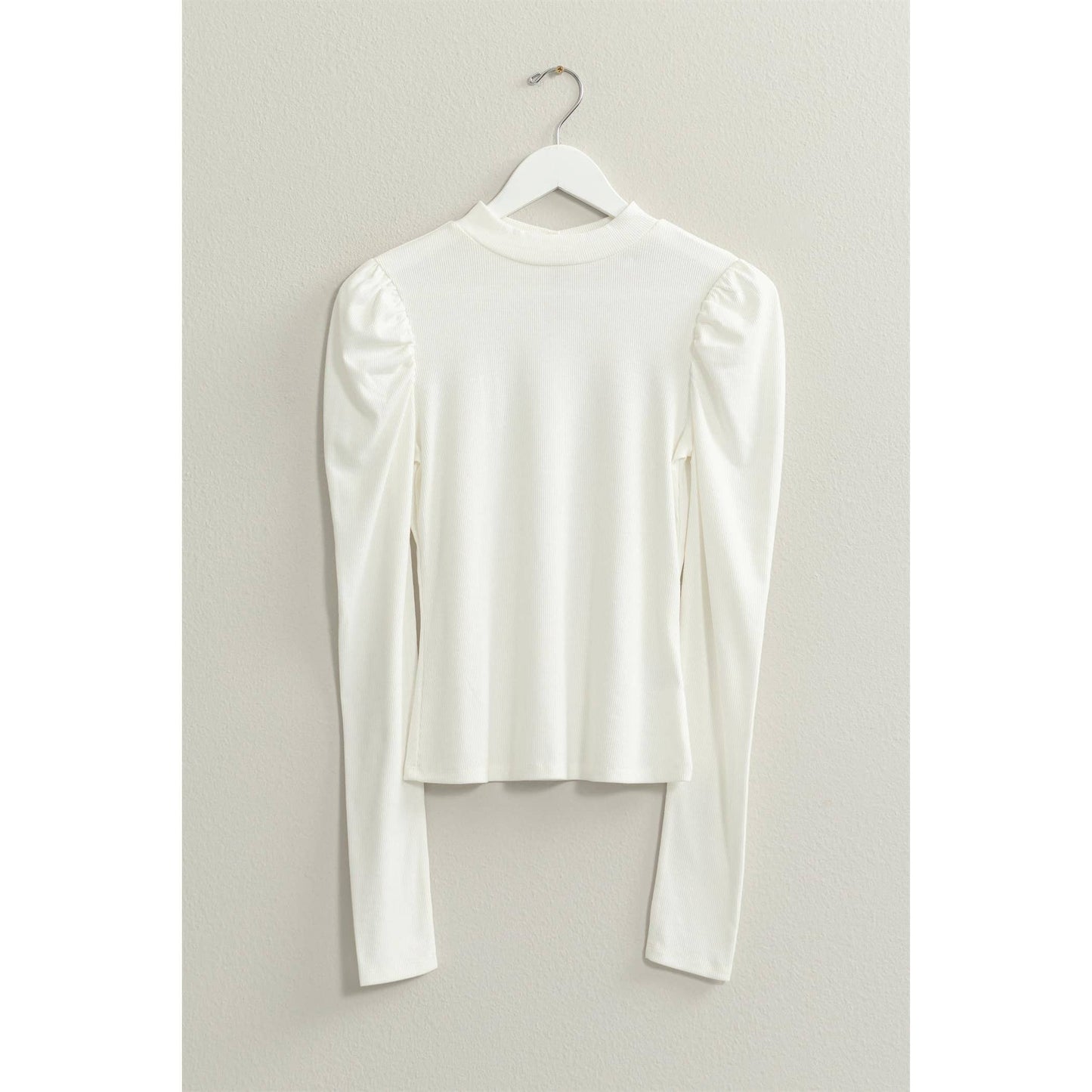 PUFF SLEEVE RIBBED TOP