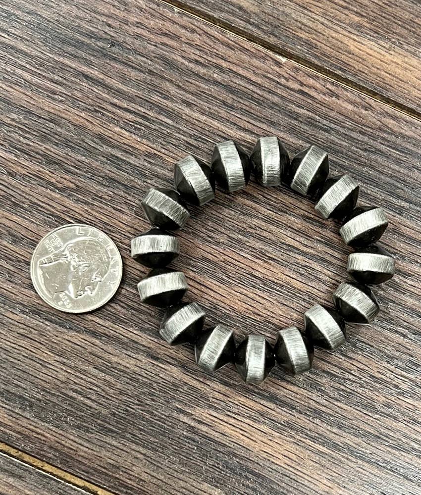 Handmade 12mm Navajo Bead Stretch Bracelet