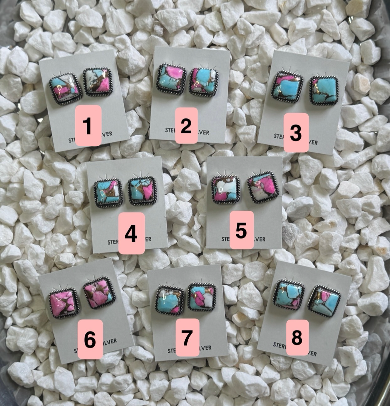 Genuine Navajo Cotton Candy Studs