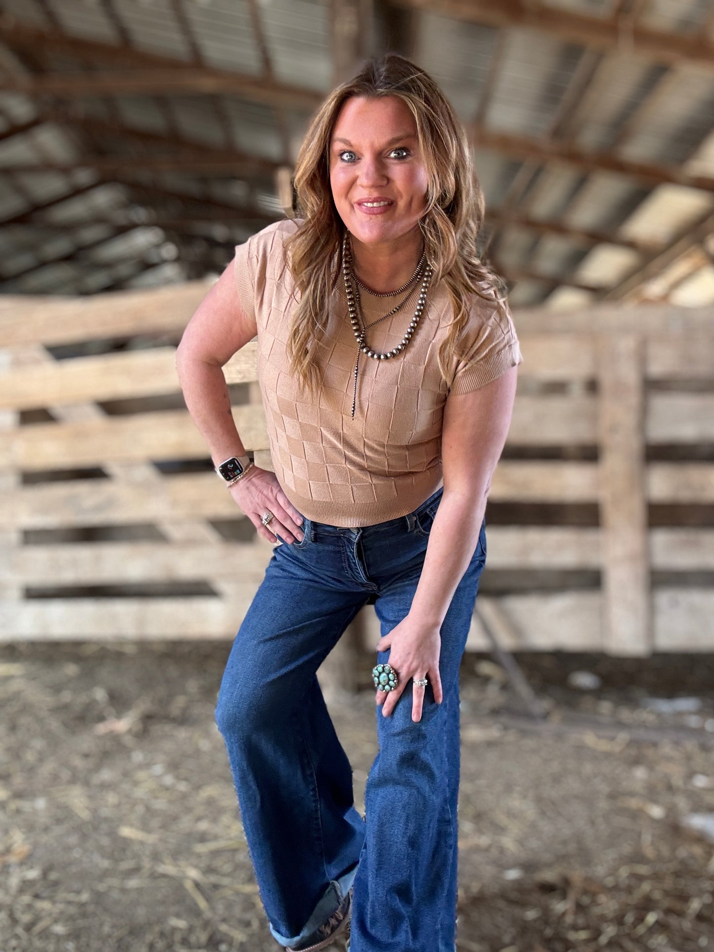 Checkered Short Sleeve Top
