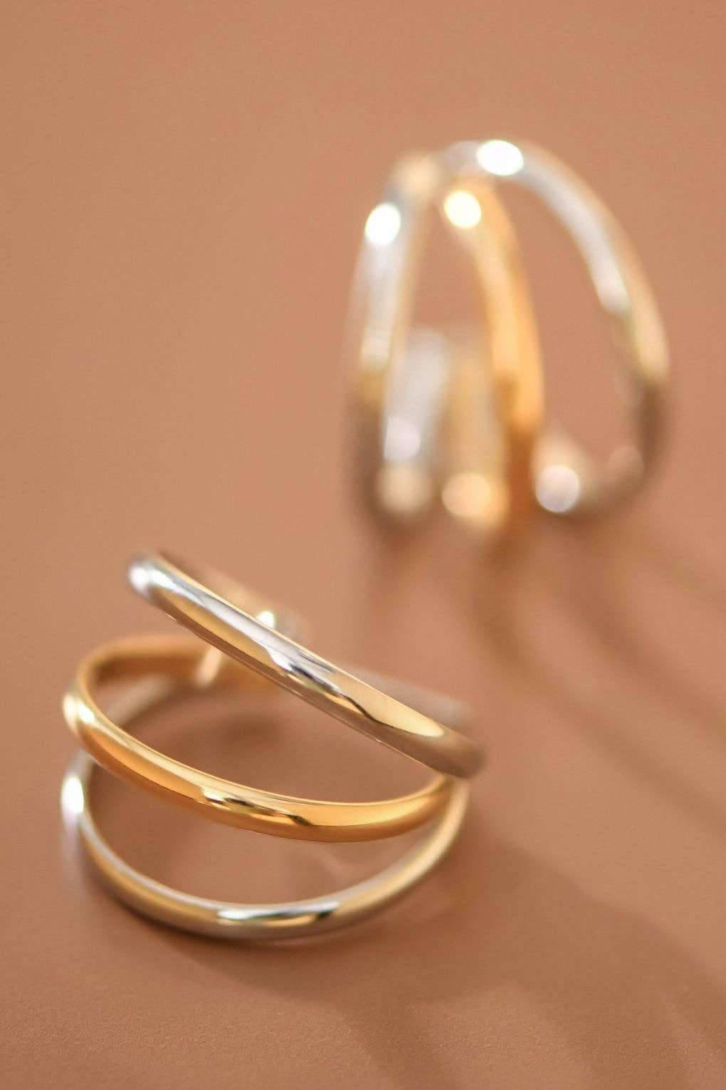 18K Gold Plated Waterproof Stainless Steel Hoop Earrings - 7794