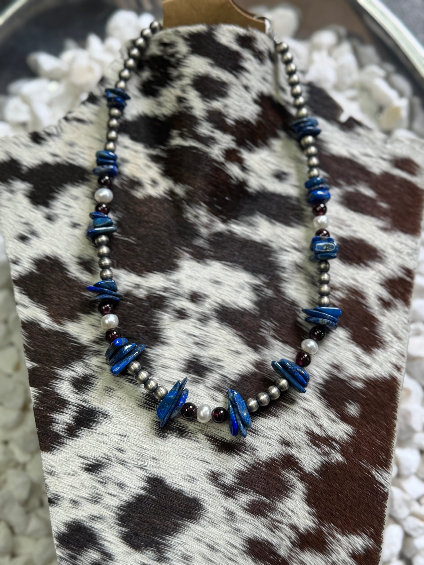 Genuine Navajo Pearl, Mother of Pearl + Lapis