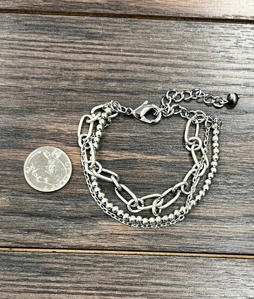 Handmade Silver Navajo Bead Adjustable Bracelet