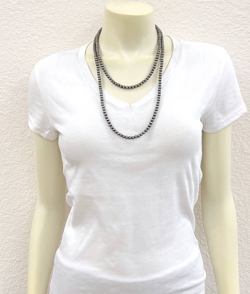 46" Handmade 6mm Navajo Bead Necklace