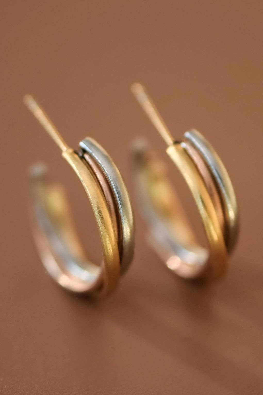 18K Gold Plated Waterproof Stainless Steel Hoop Earrings - 7826