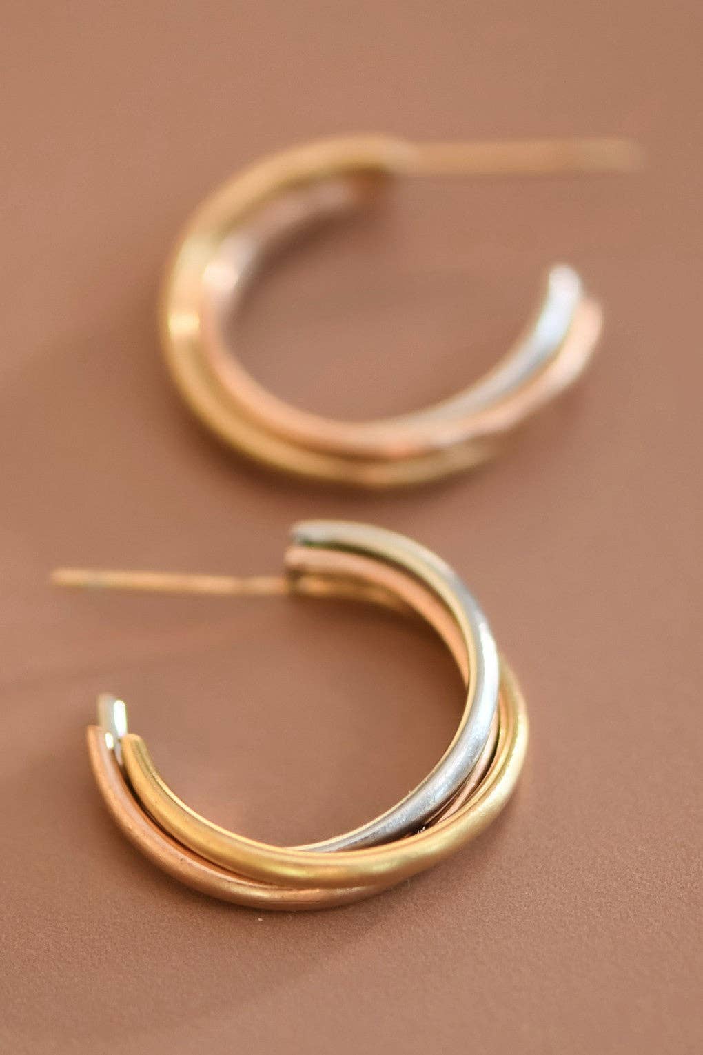18K Gold Plated Waterproof Stainless Steel Hoop Earrings - 7826