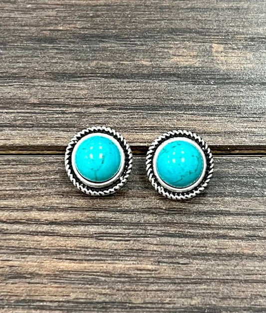 Western 10mm Turquoise Stud Earrings