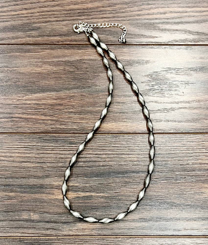24" Handmade Elongated Navajo Bead Necklace