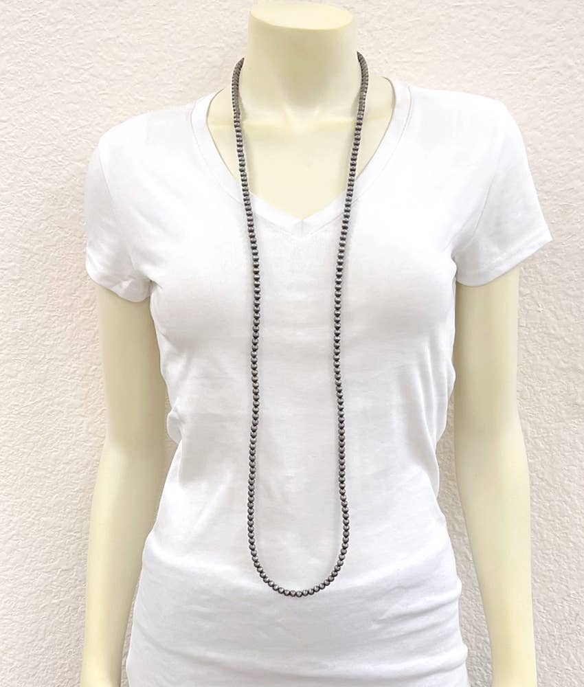 46" Handmade 6mm Navajo Bead Necklace