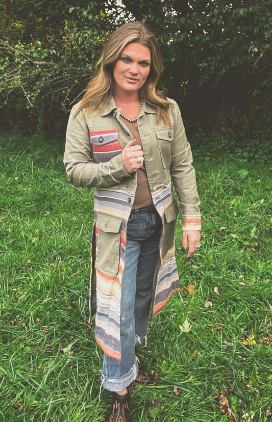 STS Olive Serape Duster Jacket