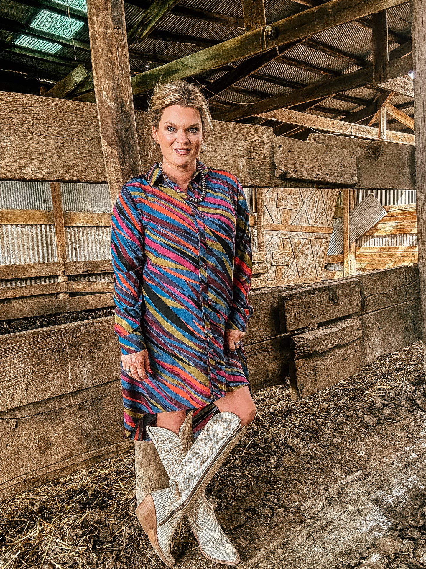 Indigo Printed High Low Tunic/Dress