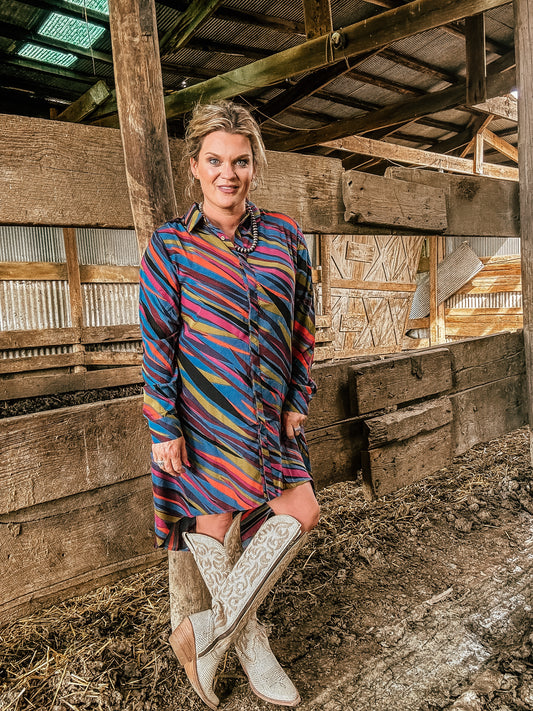 Indigo Printed High Low Tunic/Dress