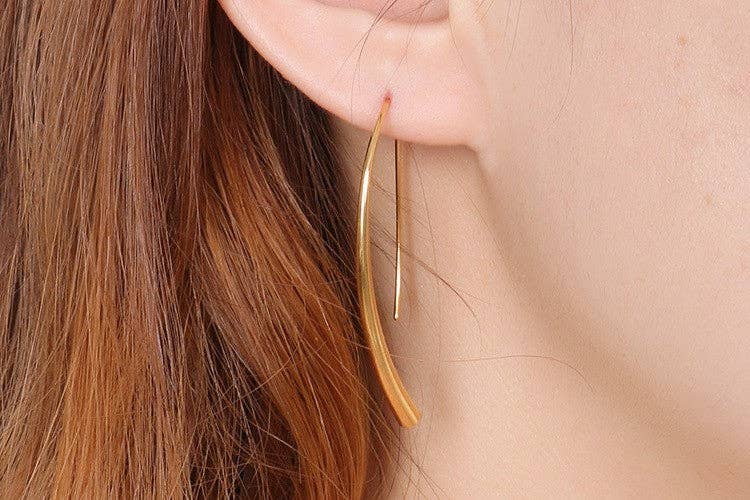 18K Gold Plated Waterproof Stainless Steel Hoop Earrings - 7063