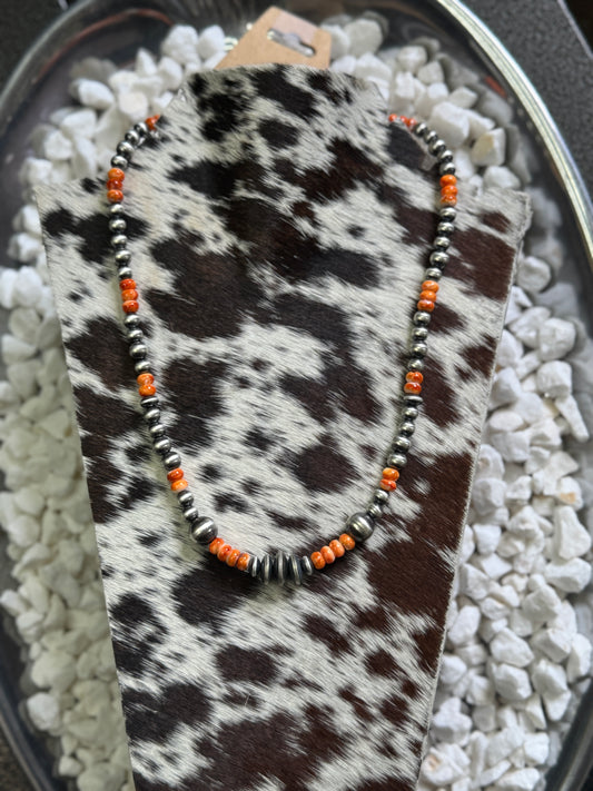 Genuine Navajo Orange Spiny + Pearl