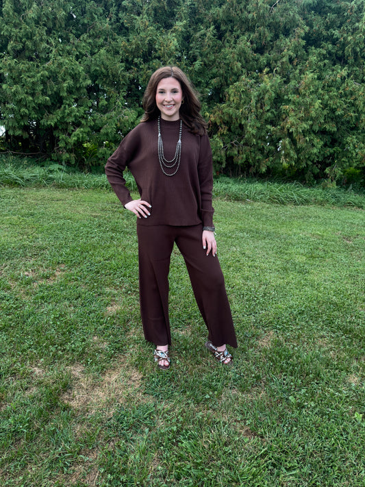 The Anniston Sweater Set- Brown