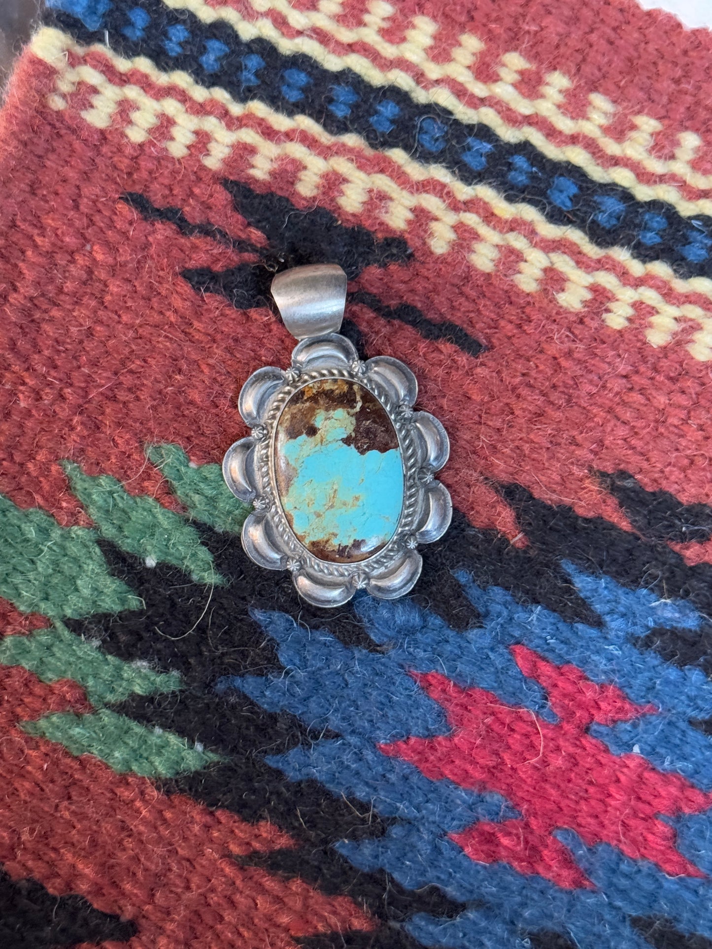 Genuine Navajo Robert Shakey Turquoise Pendant