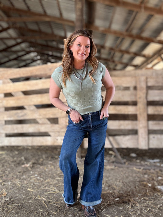 Checkered Short Sleeve Top