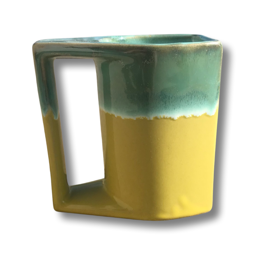 Yellow/Seafoam Glazed Artisan Mugs (Kuning Melt)