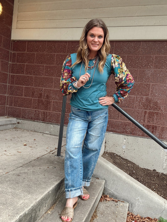 The Moxie Floral Sleeve Top