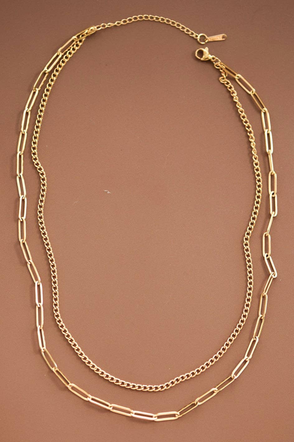 18K Gold Plated Waterproof Stainless Steel Chain Necklace - 7419
