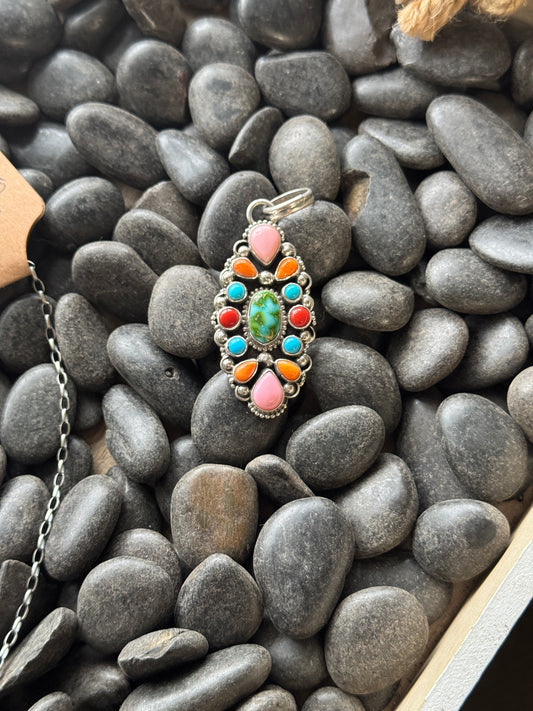 Navajo Multi Color Pendant- Sonoran, Multi Spiny + Pink