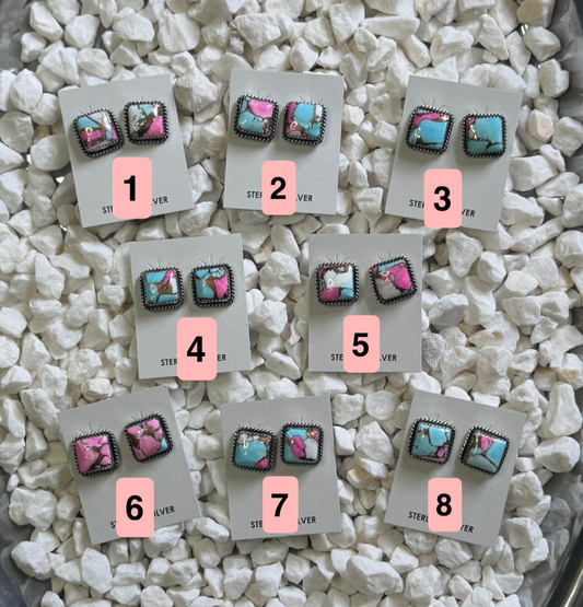 Genuine Navajo Cotton Candy Studs