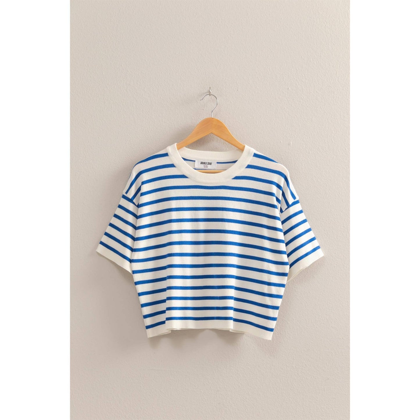 Striped Round Neck Striped Crop Top