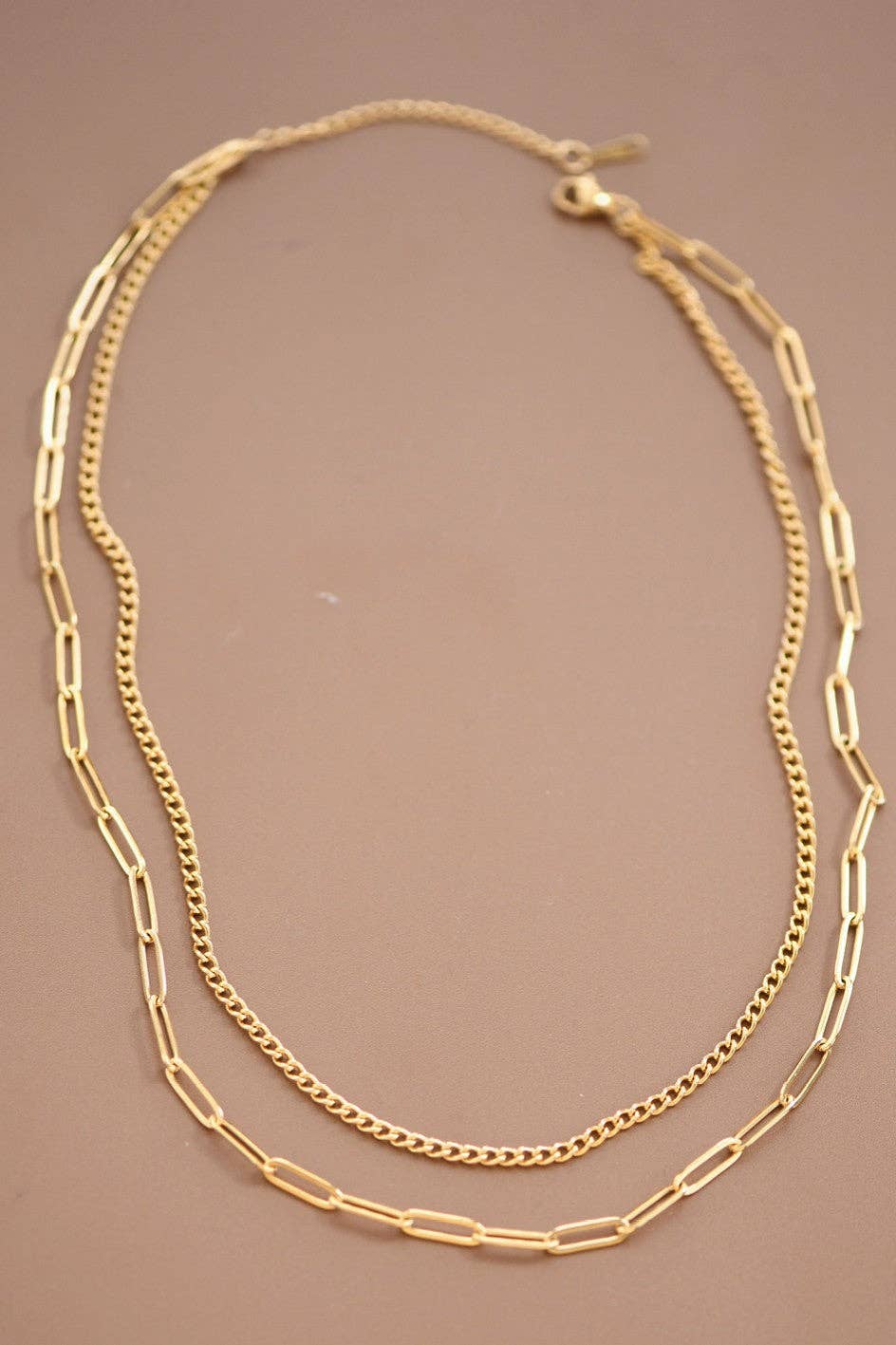 18K Gold Plated Waterproof Stainless Steel Chain Necklace - 7419