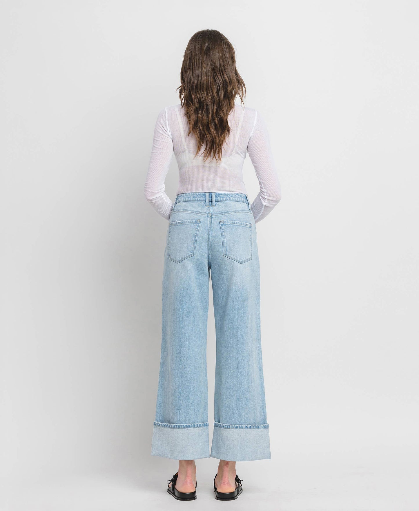 High Rise Cuffed Baggy Wide Leg