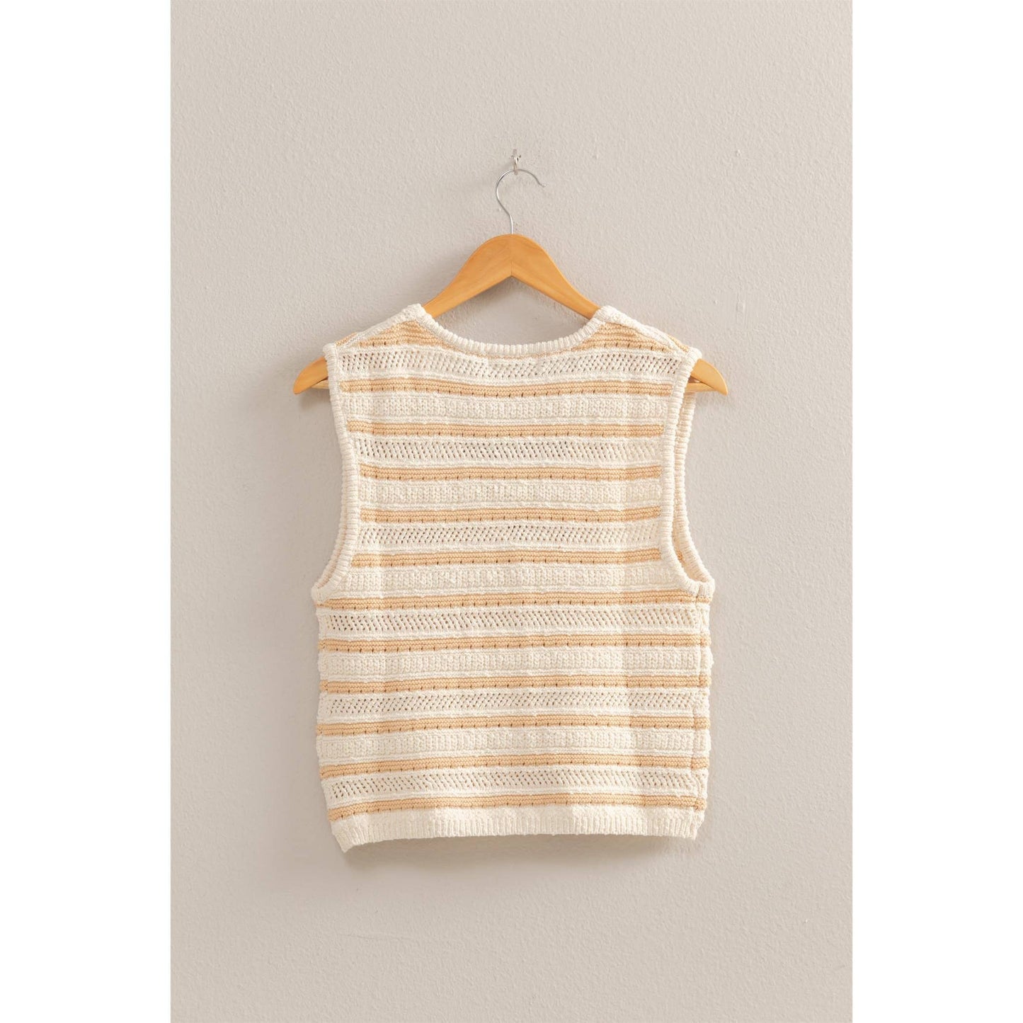 DZ25E078-Striped Buttoned Sleeveless Vest