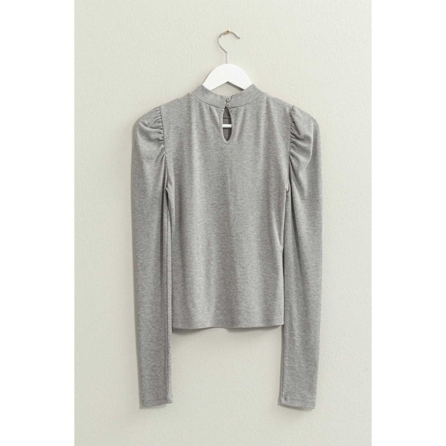 PUFF SLEEVE RIBBED TOP