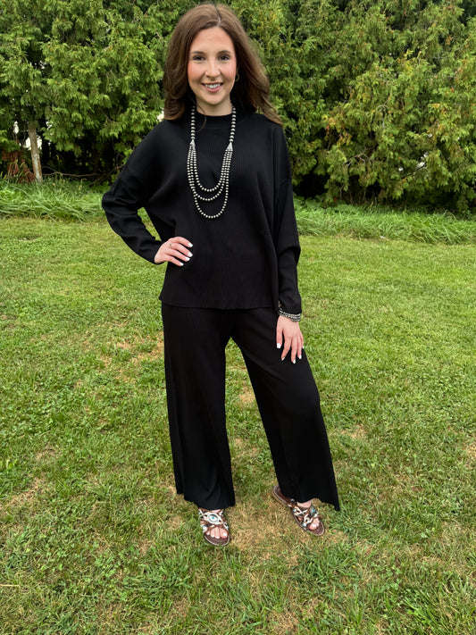 The Anniston Sweater Set- Black