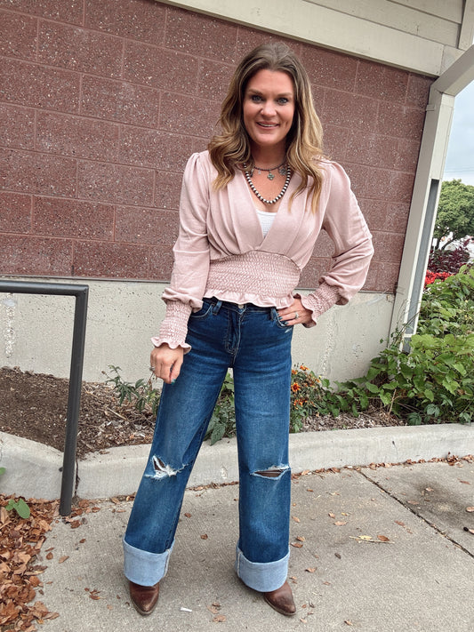 Rose Smocked Waist Blouse