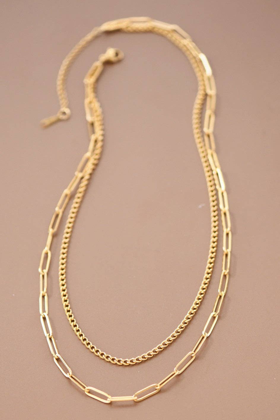 18K Gold Plated Waterproof Stainless Steel Chain Necklace - 7419