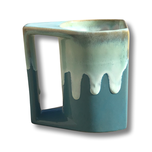 Blue/Seafoam Glazed Artisan Mugs (Baby Blue Melt)