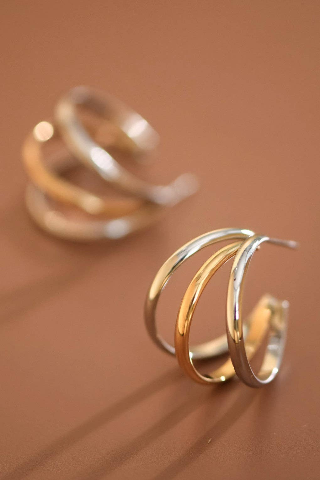 18K Gold Plated Waterproof Stainless Steel Hoop Earrings - 7794