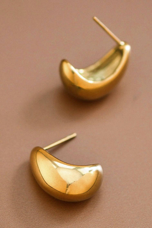 18K Gold Plated Waterproof Stainless Steel Stud Earrings - 7492