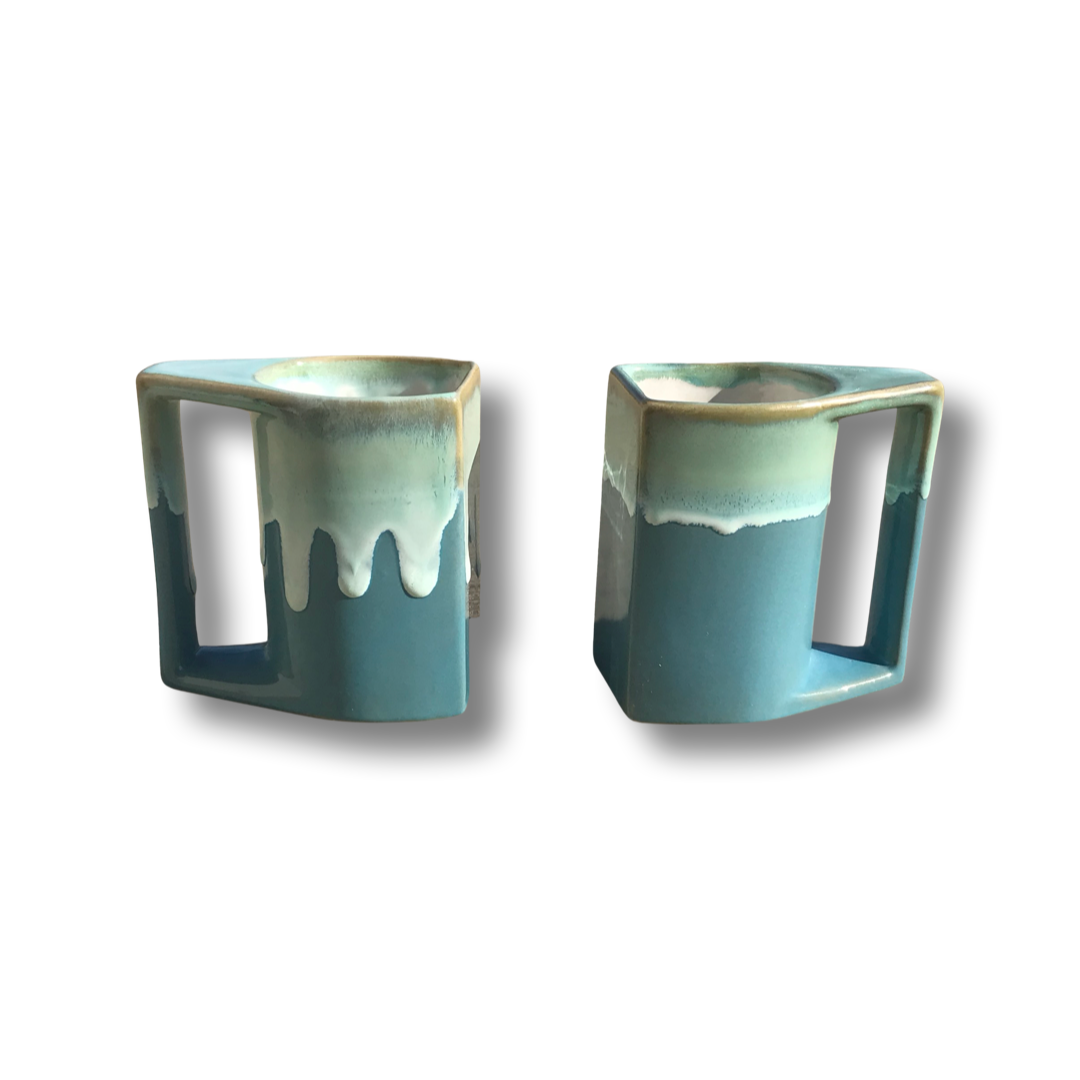 Blue/Seafoam Glazed Artisan Mugs (Baby Blue Melt)