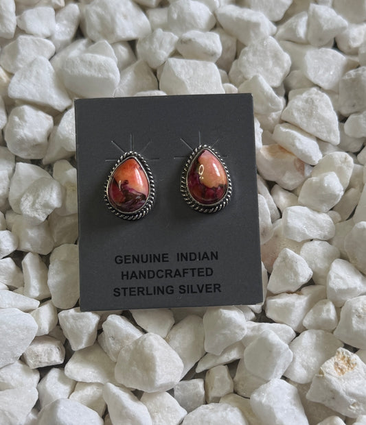 Genuine Navajo Orange Dahlia Studs