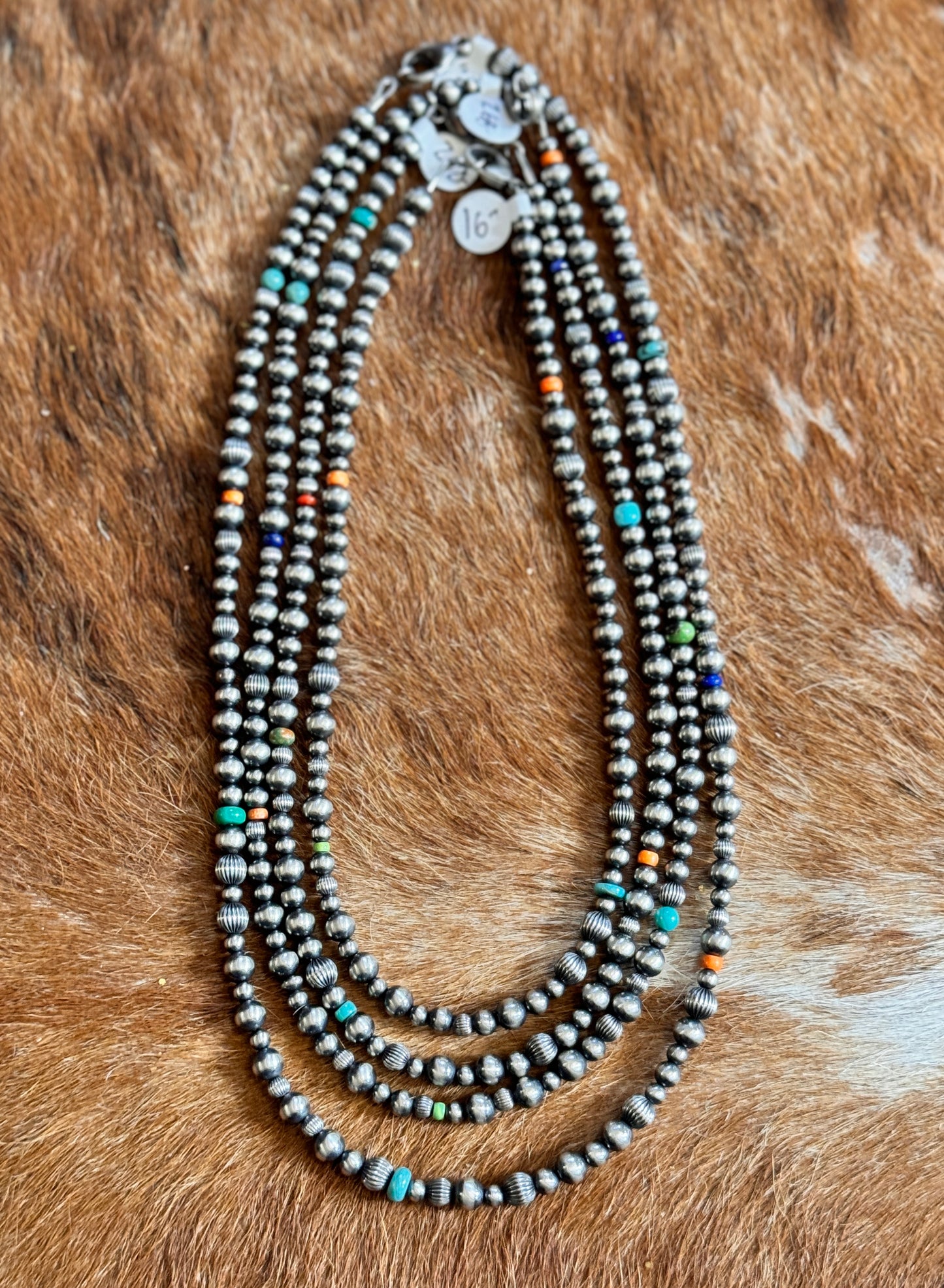 Navajo Pearl + Multi Color Necklace