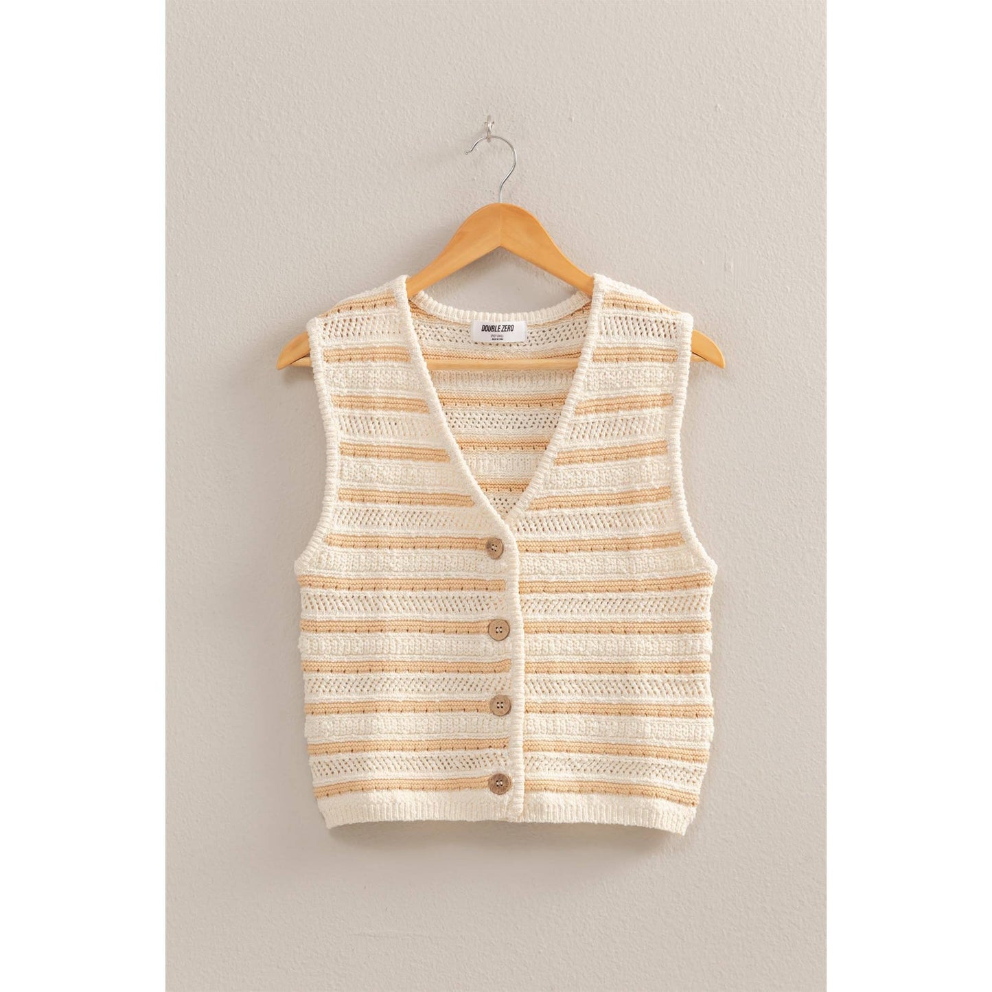 DZ25E078-Striped Buttoned Sleeveless Vest