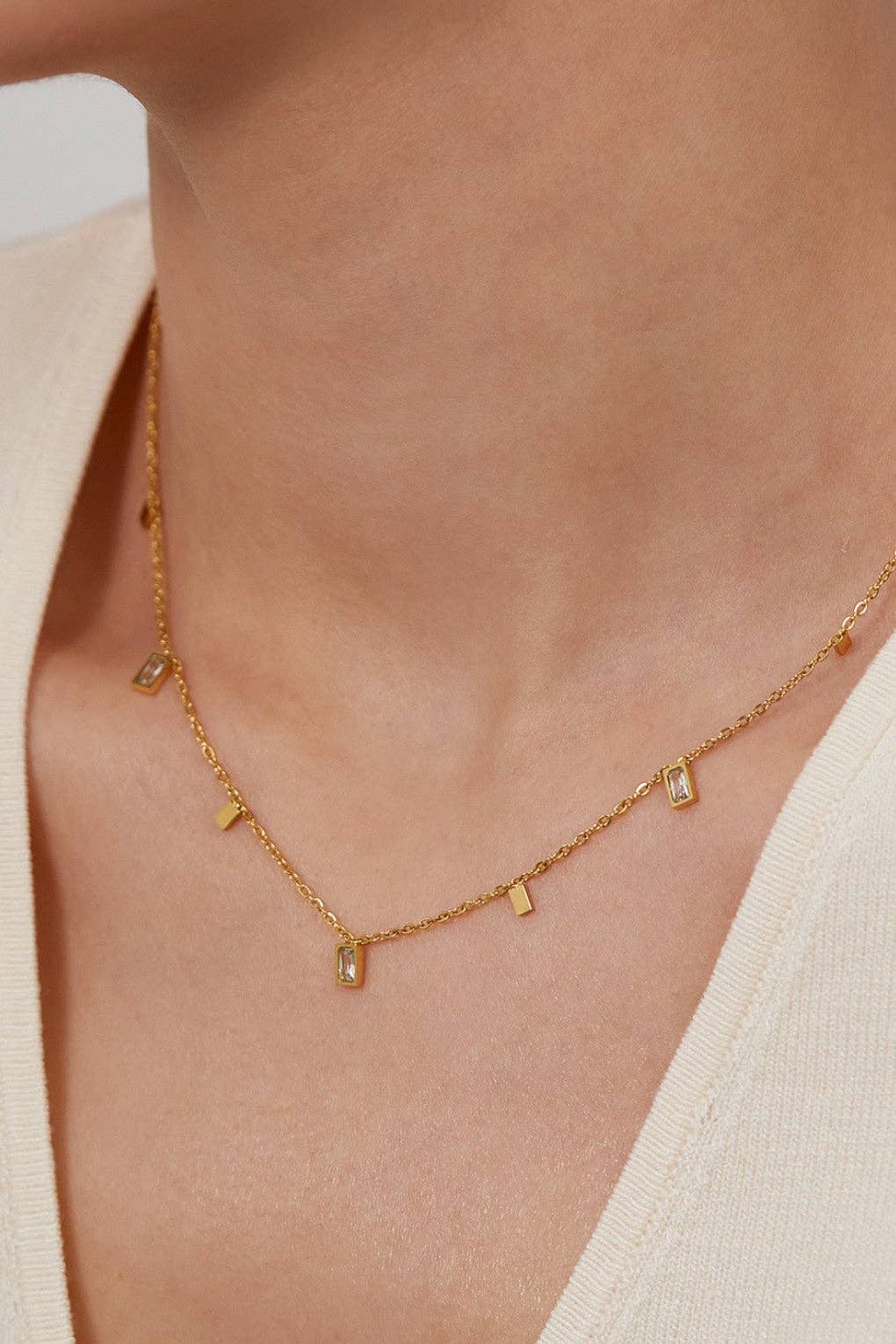 18K Gold Plated Waterproof Stainless Steel Chain Necklace - 7766