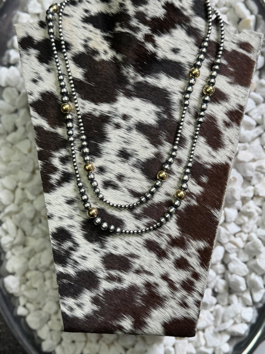 Genuine Navajo Pearl + Gold Plated Pearl- Varying MM