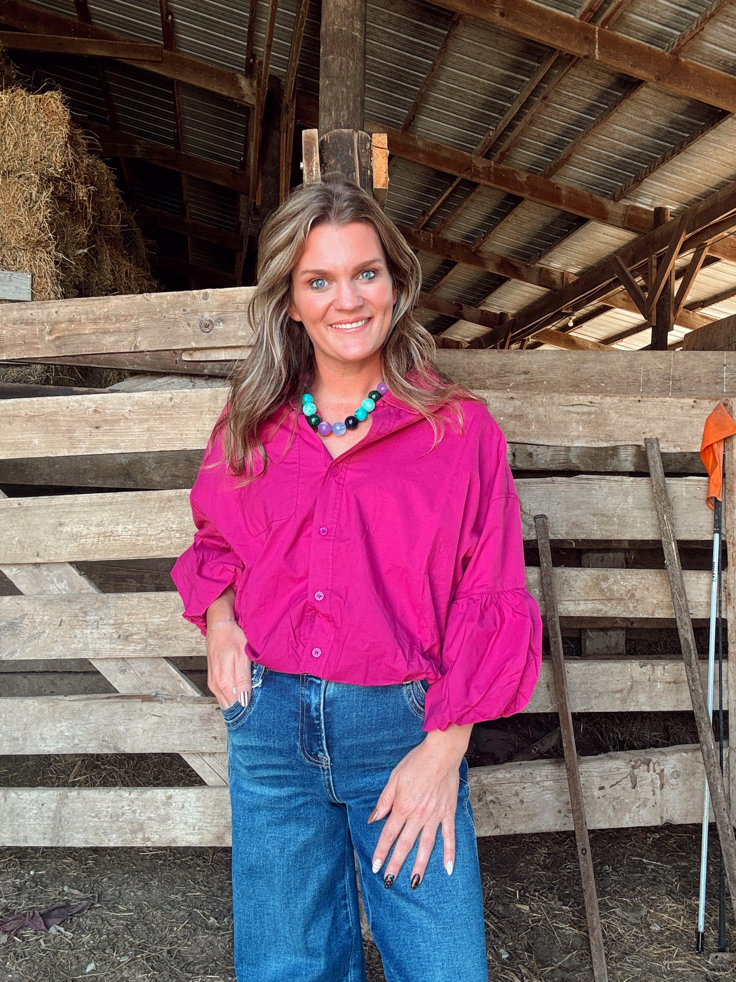 The Zoey Blouse- Fuchsia