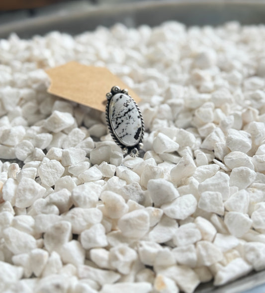Genuine Navajo Adjustable White Buffalo Ring