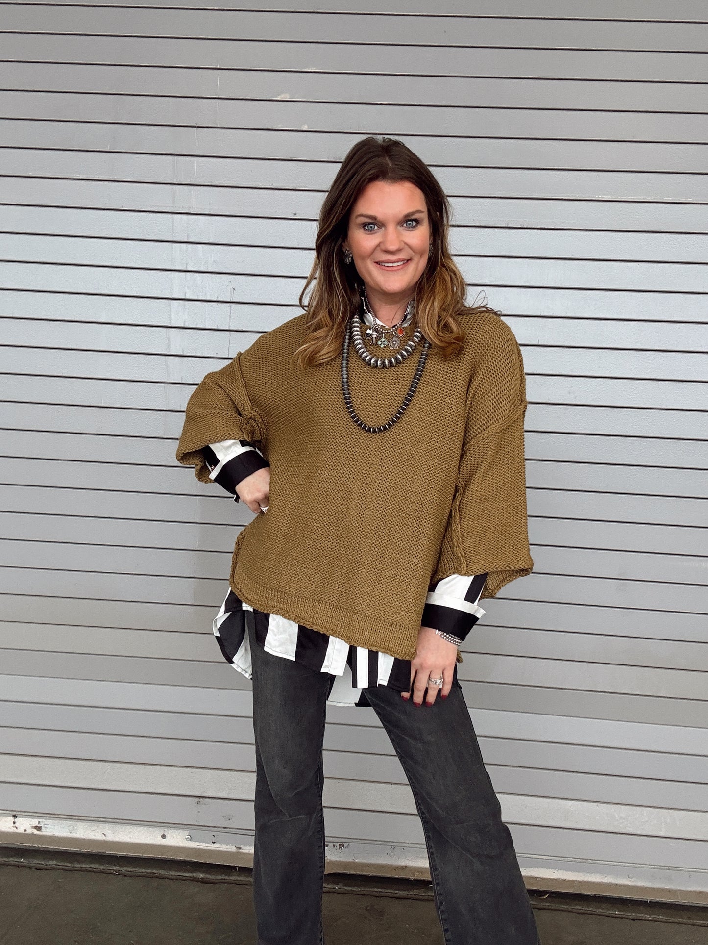 Martini Olive Half Sleeve Knit Sweater