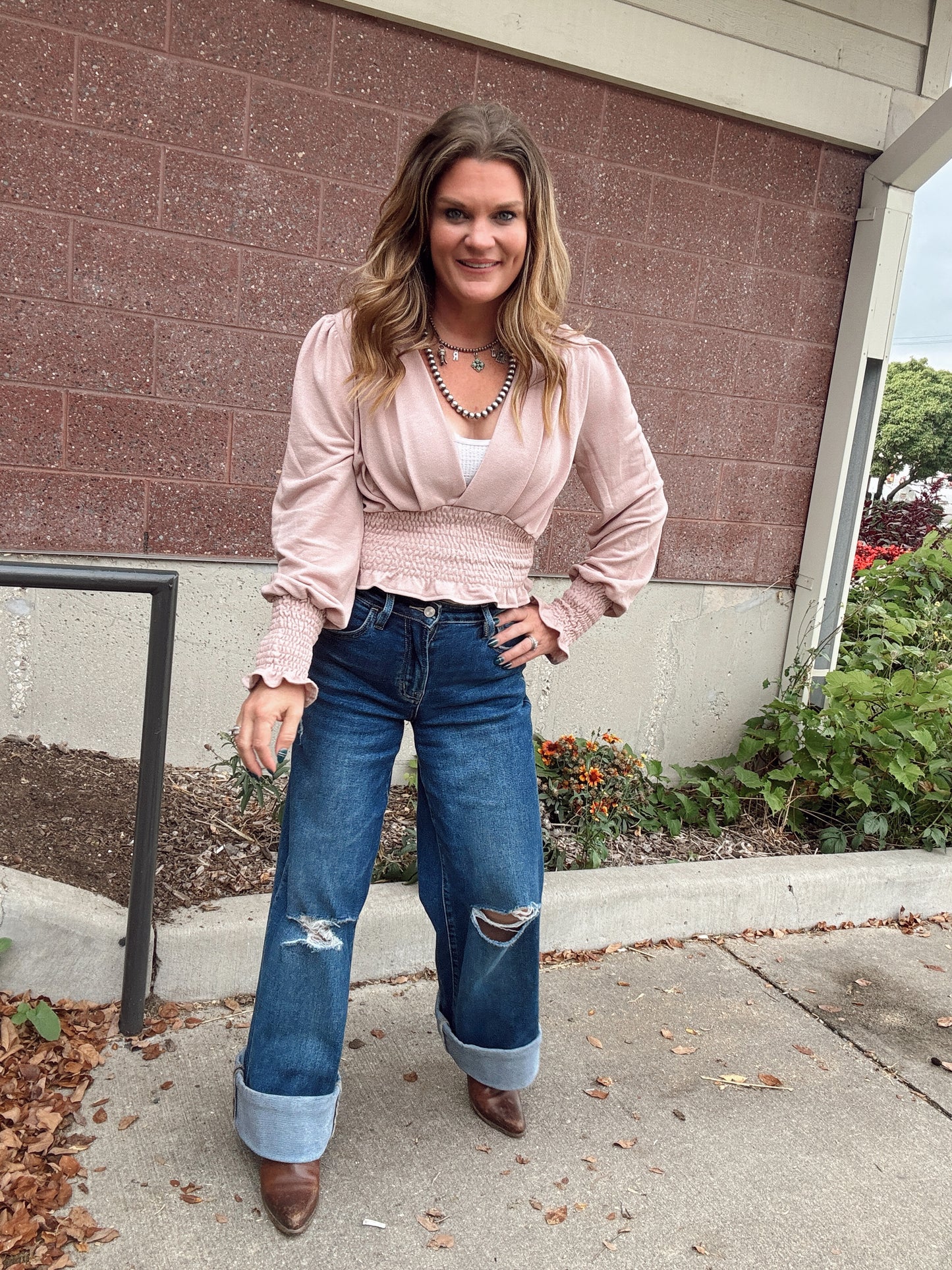 Rose Smocked Waist Blouse